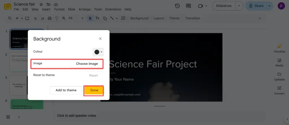 Click Choose image. Click Done.