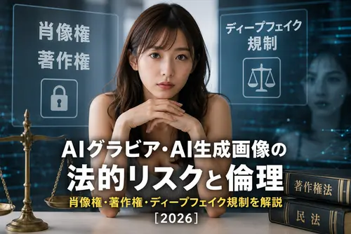  AIグラビア・AI生成画像の法的リスクと倫理｜肖像権・著作権・ディープフェイク規制を解説【2026】