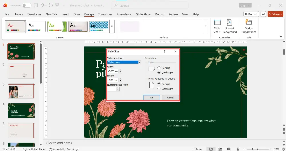 If you choose Custom, enter your desired width and height, then click OK.