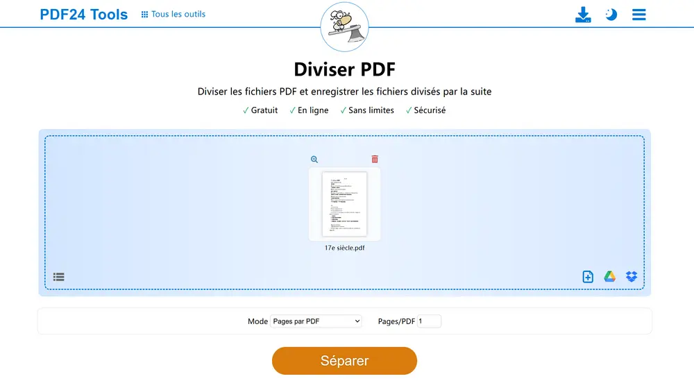 PDF24 → Diviser PDF