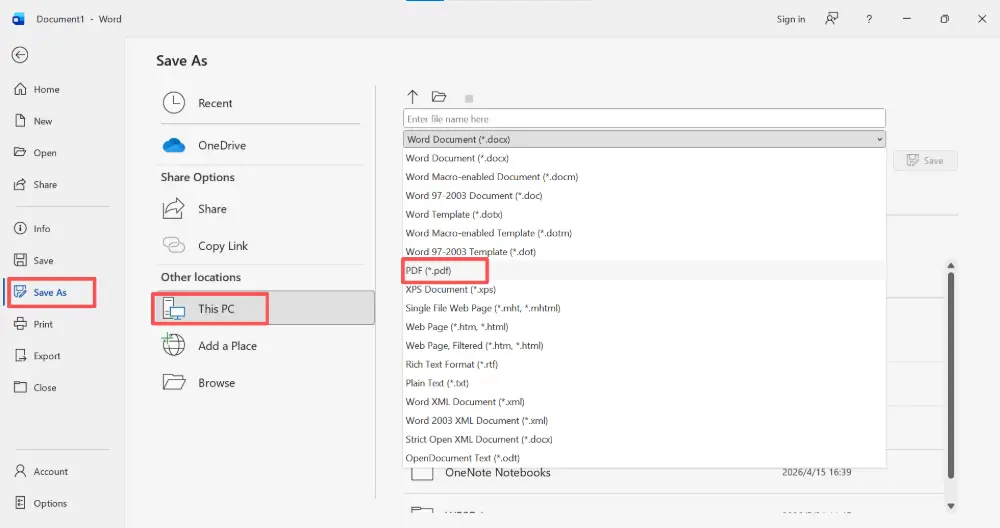 Click File → Save As (or Download as) → choose PDF.