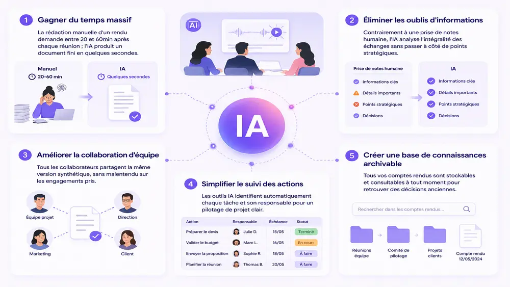 Pourquoi utiliser une IA pour compte rendu de réunion ?