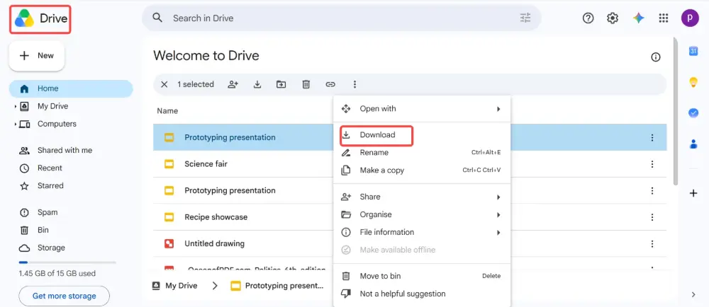 Method 2: From Google Drive