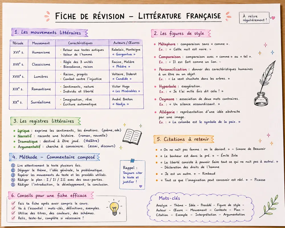 une fiche de révision