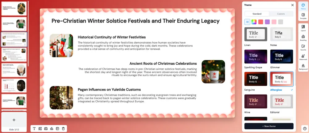 Step 5: editing the finished Christmas deck in the Smallppt slide editor