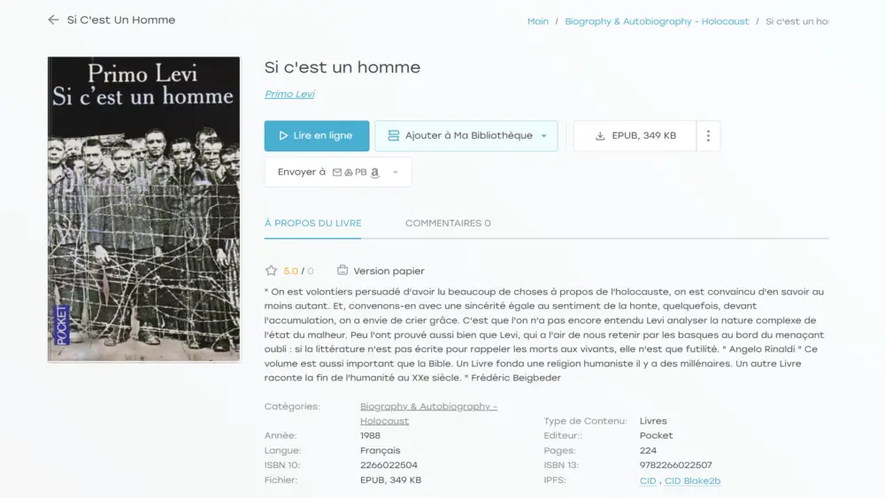 Si c'est un homme — Primo Levi