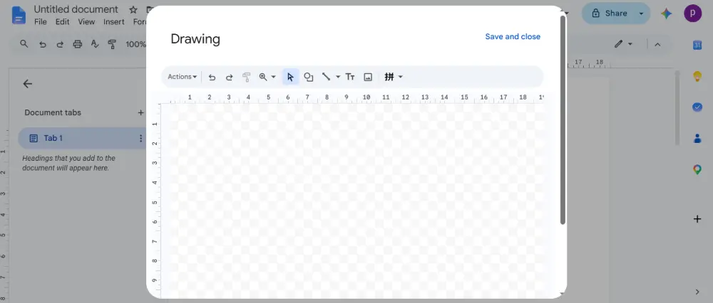 In the Drawing editor, click Actions (top-left menu) → Word art. Type your text in the input box → press Enter.