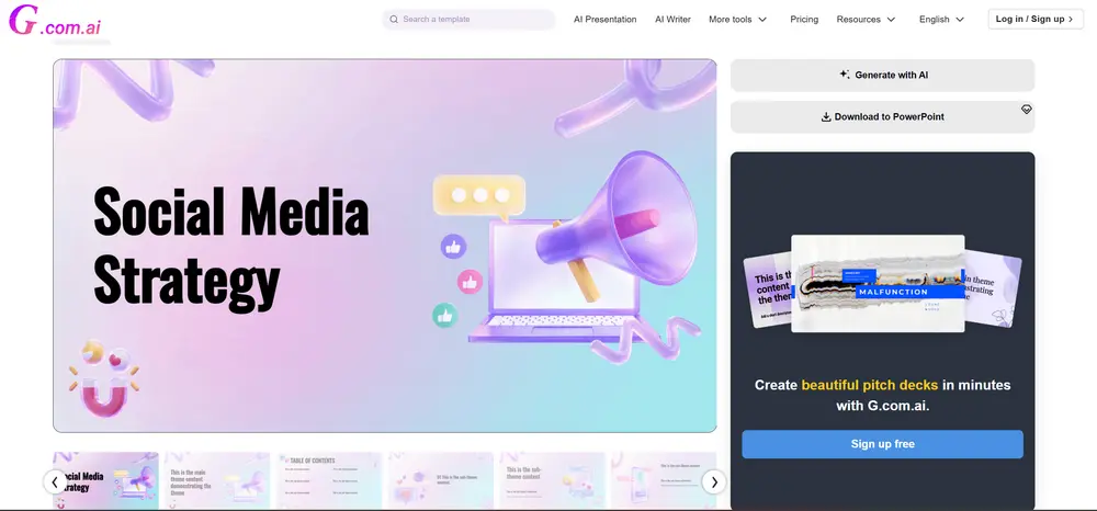 Langkah 2: pilih template dan klik 'Generate with AI' di Gamma