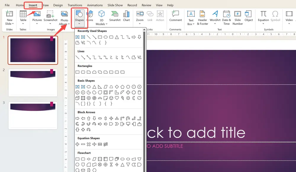 Inserting pictures and charts into a PowerPoint slide
