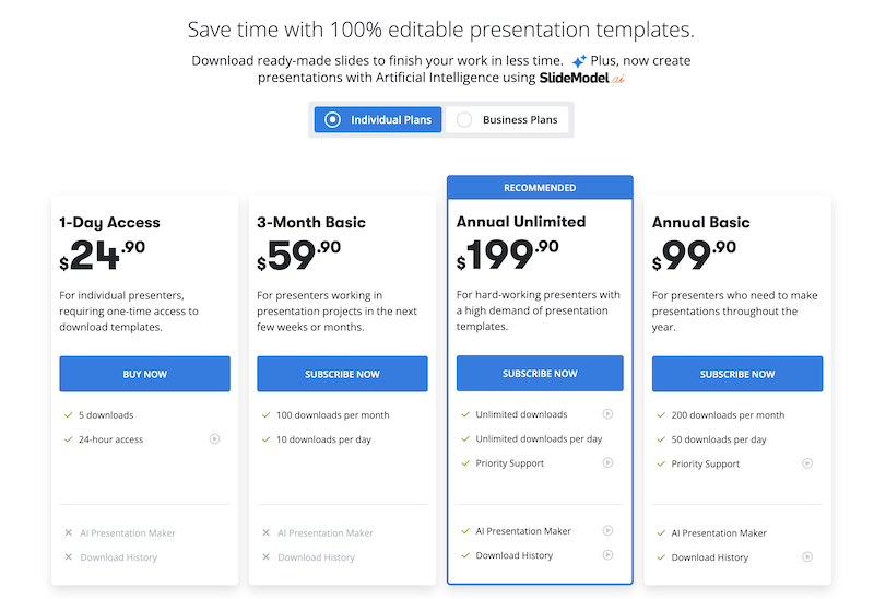 SlideModel price plan