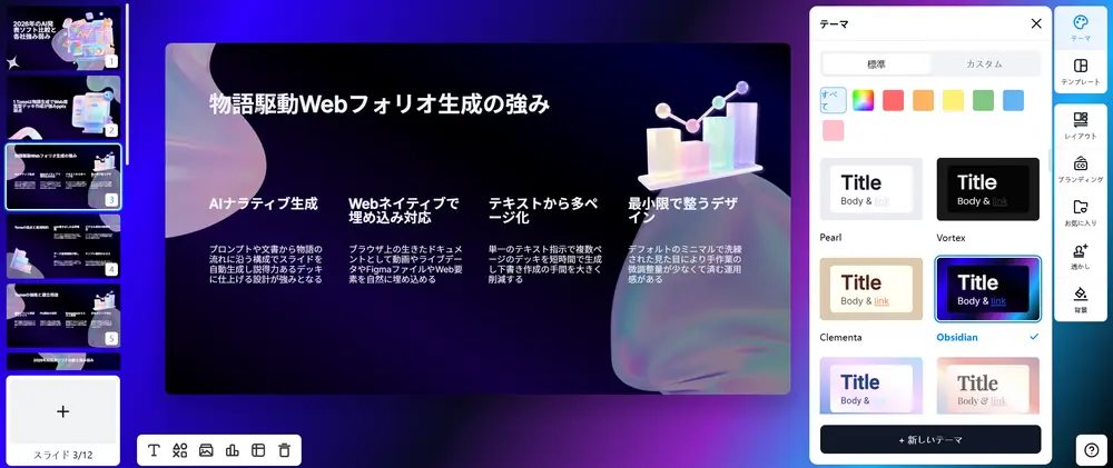 ステップ5：Smallpptのエディターで生成されたスライドを編集する