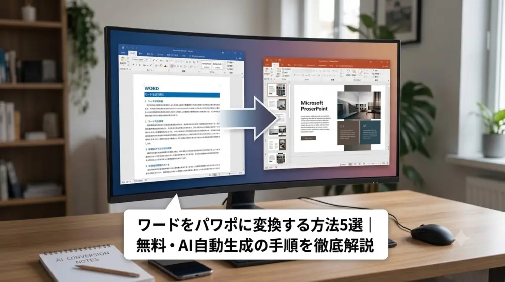 ワードをパワポに変換する方法5選|無料・AI自動生成の手順を徹底解説