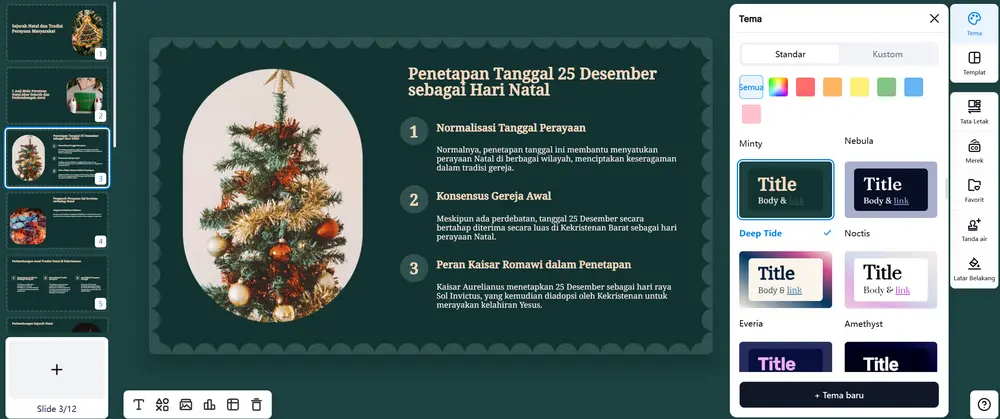 Langkah 5: mengedit presentasi Natal yang sudah jadi di editor slide Smallppt