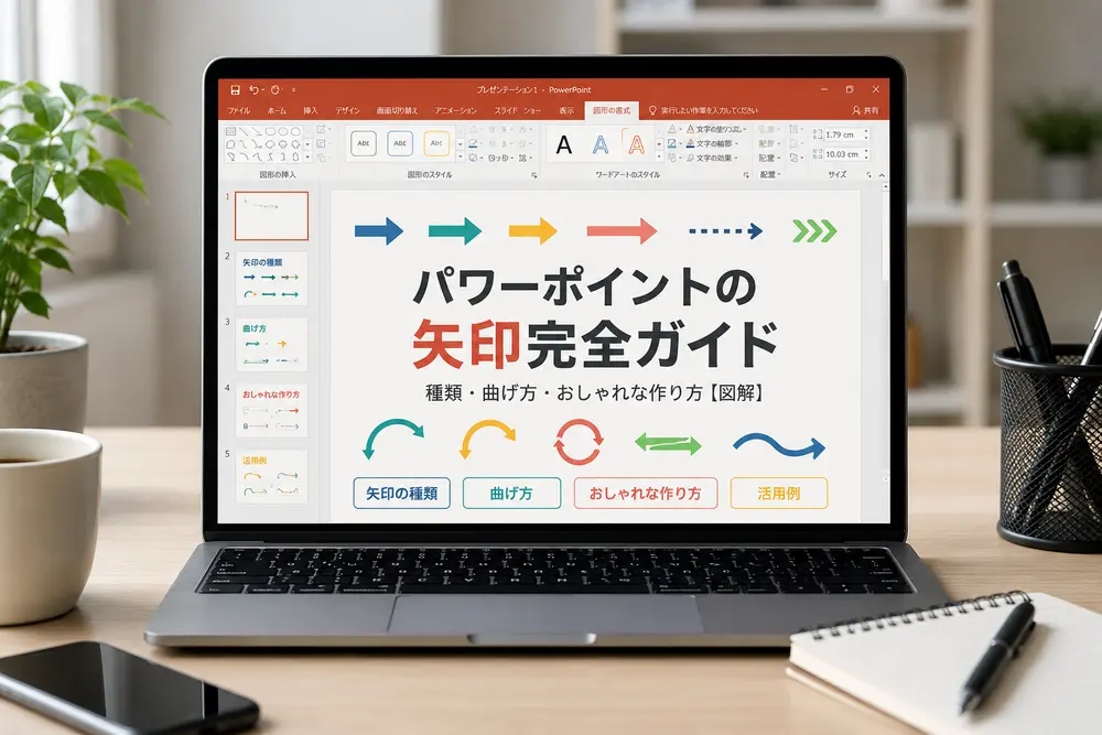 パワーポイントの矢印完全ガイド|種類・曲げ方・おしゃれな作り方【図解】
