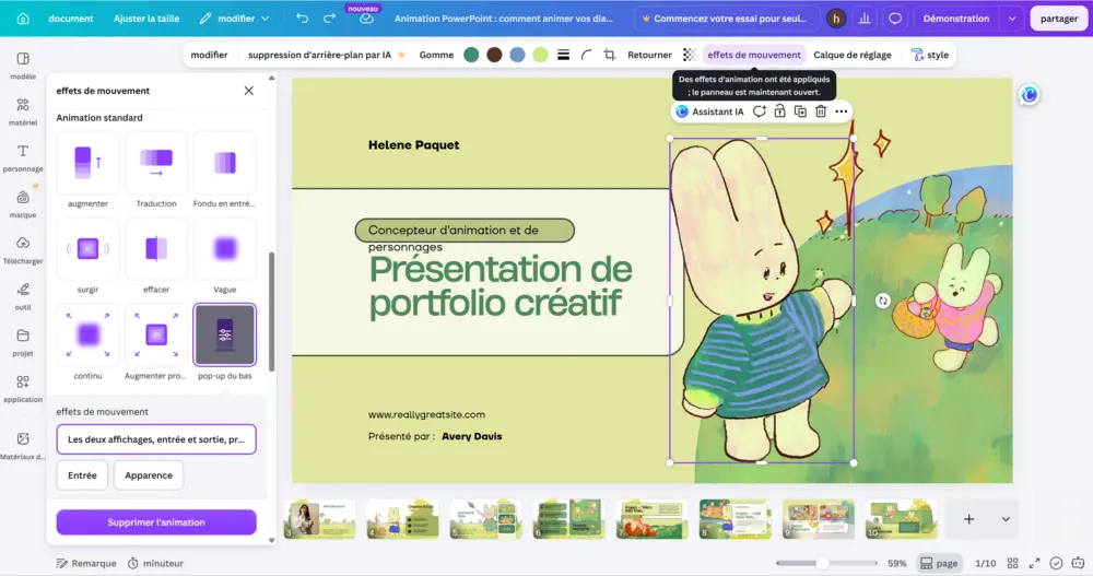 faire une animation sur PowerPoint