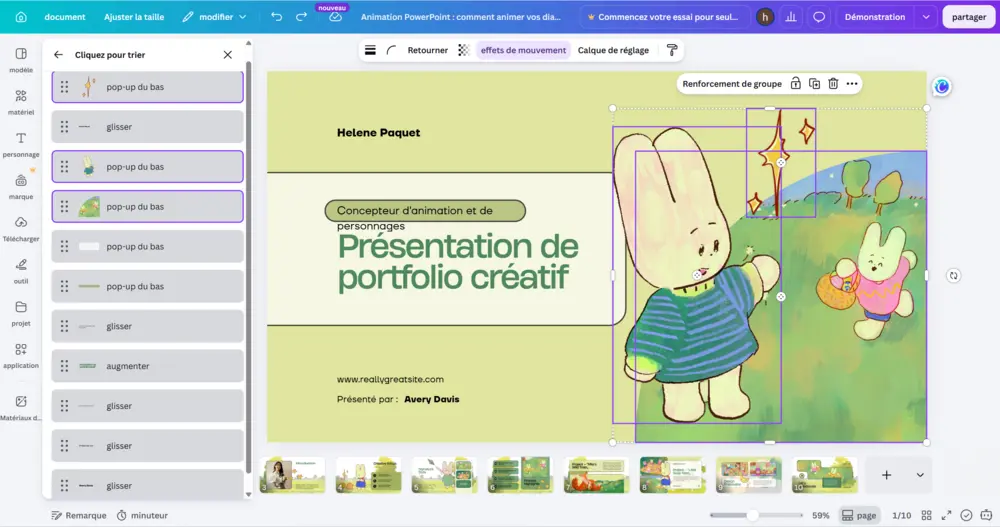 Le volet Animation