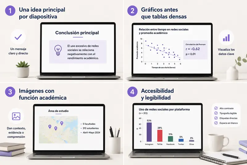 Cómo diseñar diapositivas académicas que el tribunal entienda