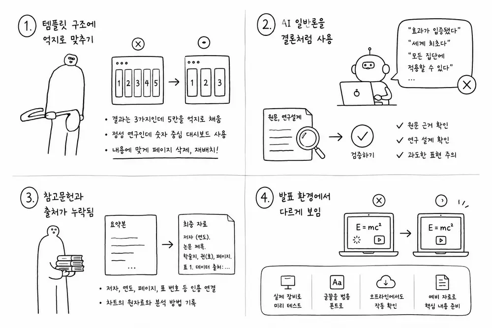 무료 템플릿과 AI 도구를 사용할 때 자주 생기는 오류